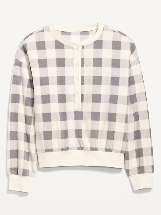 Image number 4 showing, Micro Fleece Henley Pajama Sweatshirt
