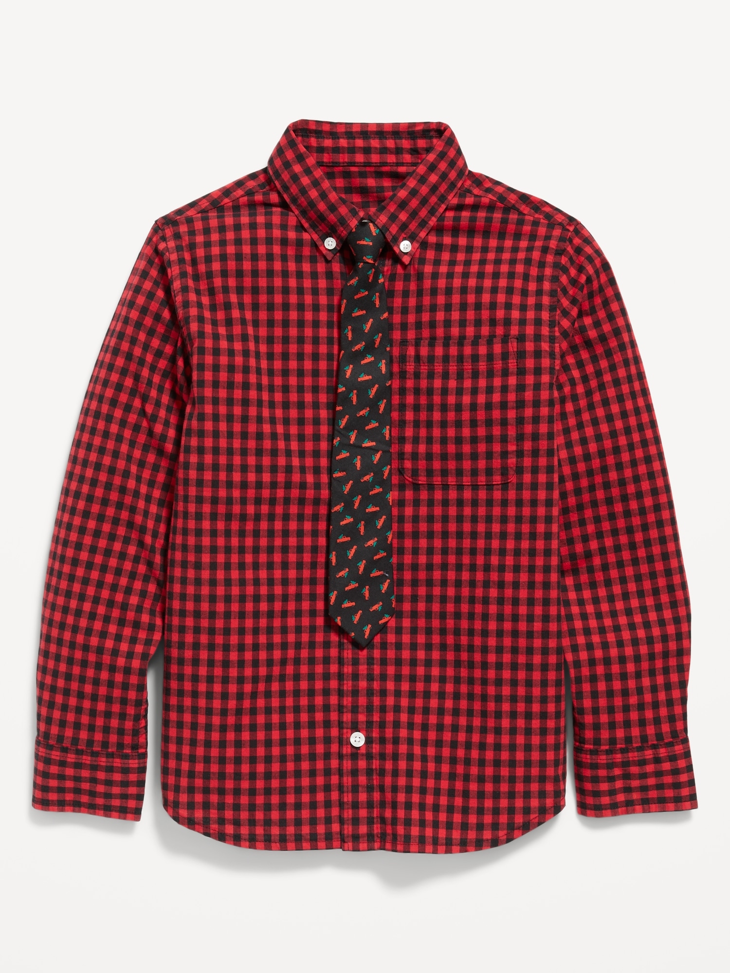 Long-Sleeve Poplin Shirt & Tie Set for Boys