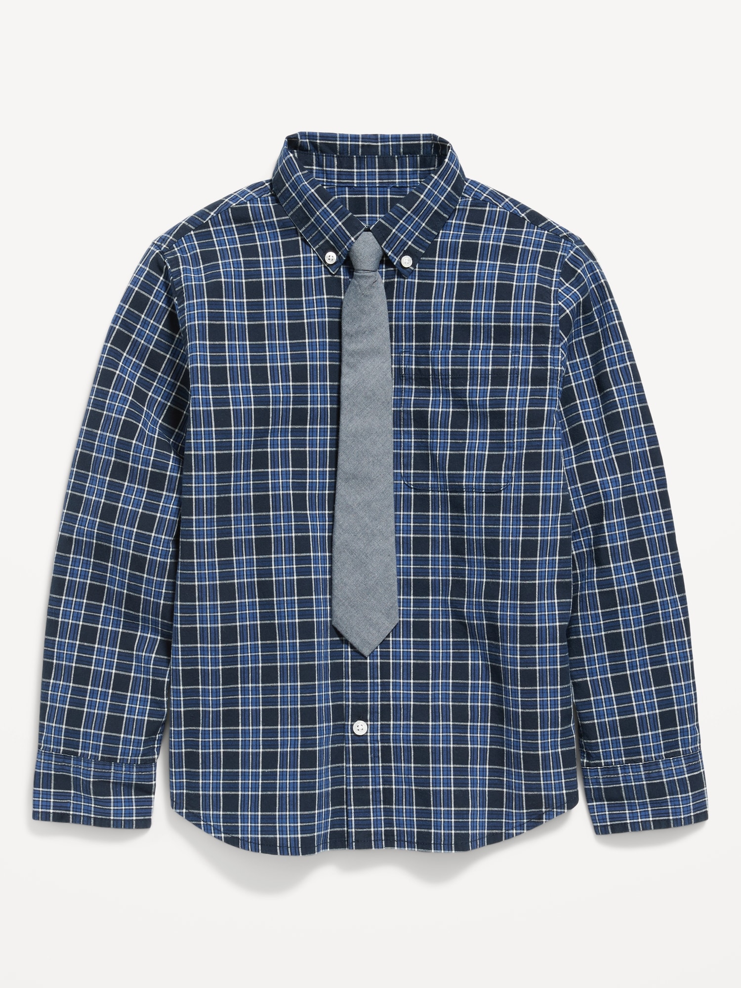 Long-Sleeve Poplin Shirt & Tie Set for Boys