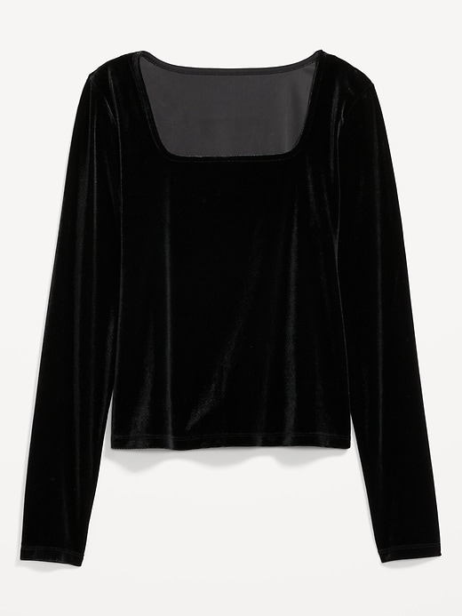 Image number 4 showing, Fitted Square-Neck Velvet Top