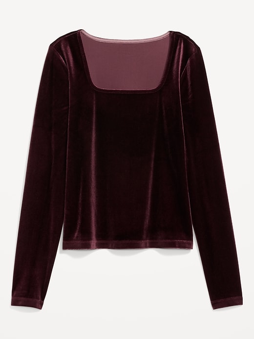 Image number 4 showing, Fitted Square-Neck Velvet Top