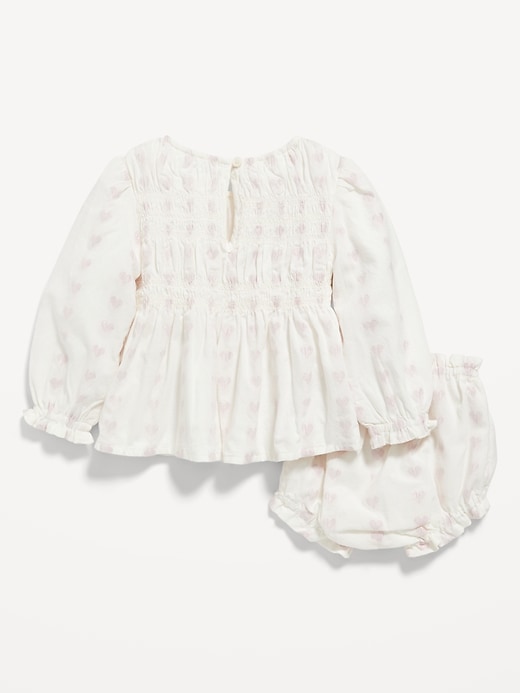 View large product image 2 of 3. Long-Sleeve Heart-Print Top and Bloomer Shorts Set for Baby