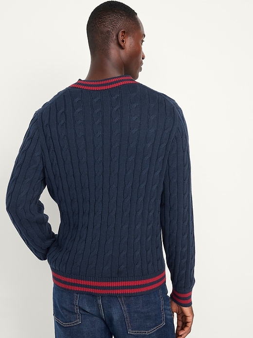 Image number 2 showing, V-Neck Cable-Knit Pullover Sweater