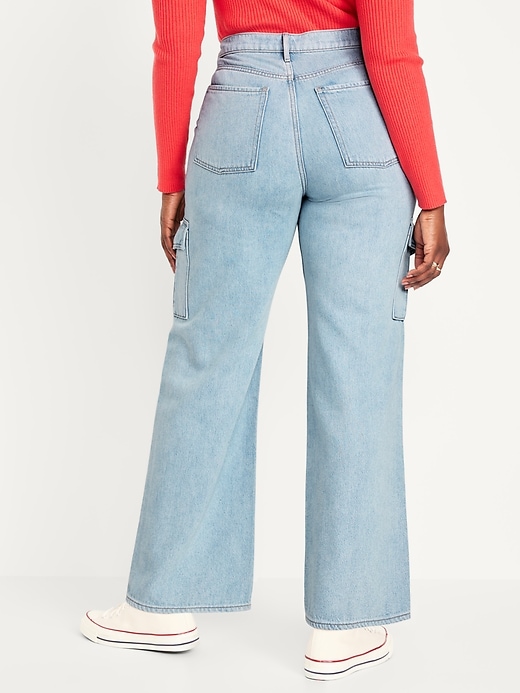 Image number 6 showing, Extra High-Waisted Wide-Leg Cargo Jeans