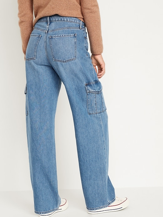Image number 2 showing, Extra High-Waisted Wide-Leg Cargo Jeans