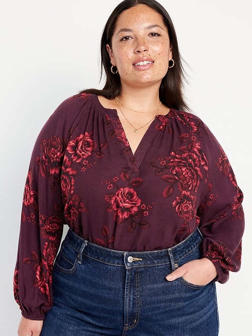 Long-Sleeve Split-Neck Top | Old Navy