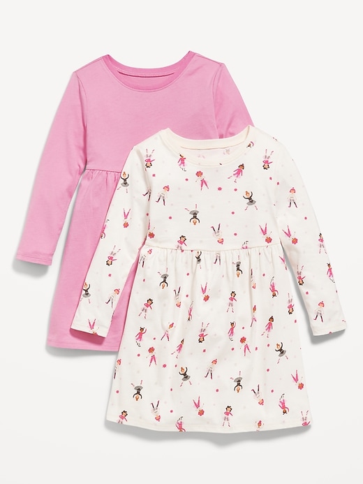 View large product image 1 of 2. Long-Sleeve Fit & Flare Dress 2-Pack for Toddler Girls