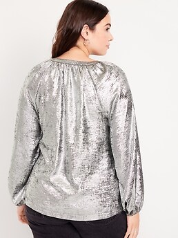 Long-Sleeve Shiny Top