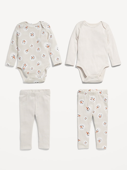View large product image 2 of 2. 4-Piece Unisex Bodysuit and Leggings Set for Baby
