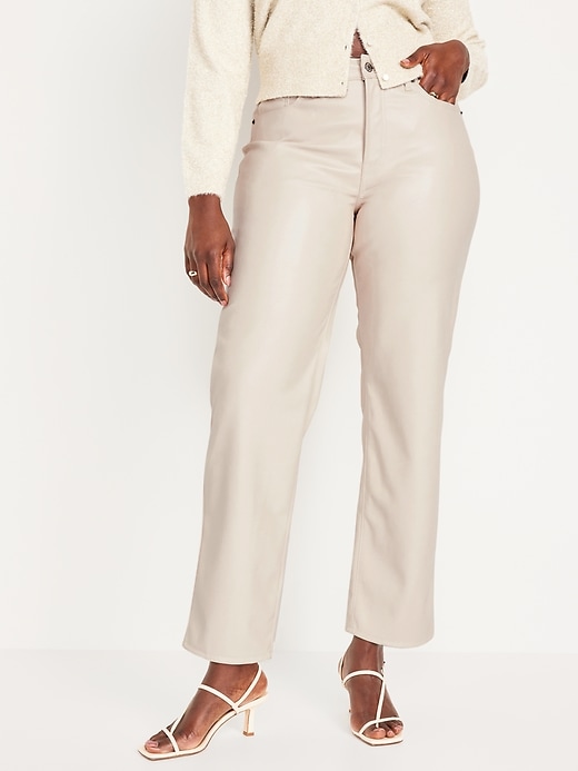 Image number 5 showing, High-Waisted OG Loose Faux-Leather Pants