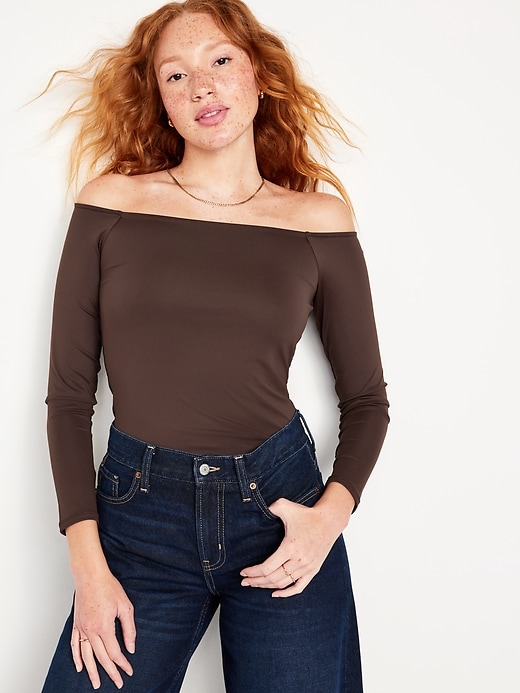 Image number 1 showing, Fitted Off-the-Shoulder Top