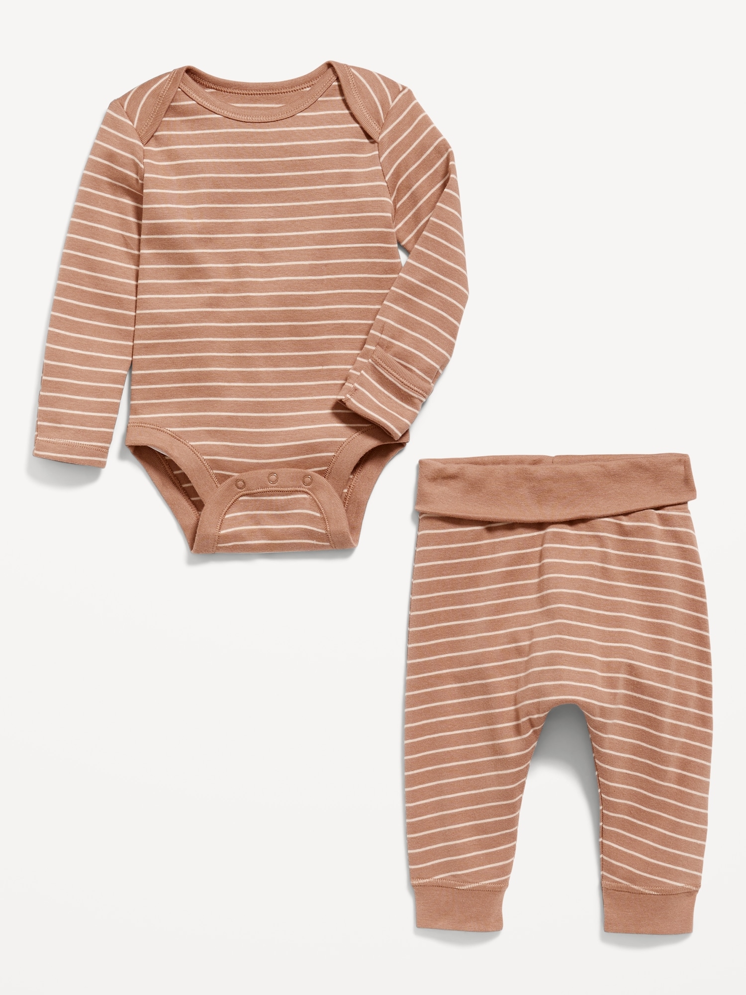 Organic Baby Boy Thermal Jumpsuit & Stripe Bodysuit Set