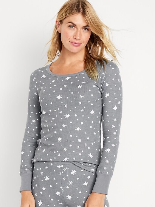 Image number 1 showing, Waffle-Knit Pajama Top