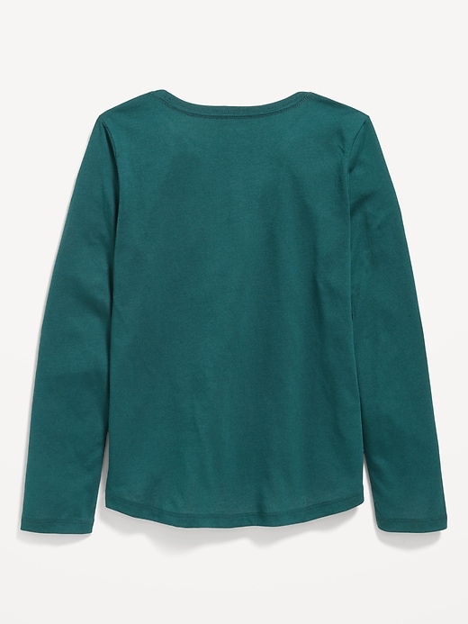 View large product image 2 of 2. Softest Long-Sleeve Heart-Pocket T-Shirt for Girls