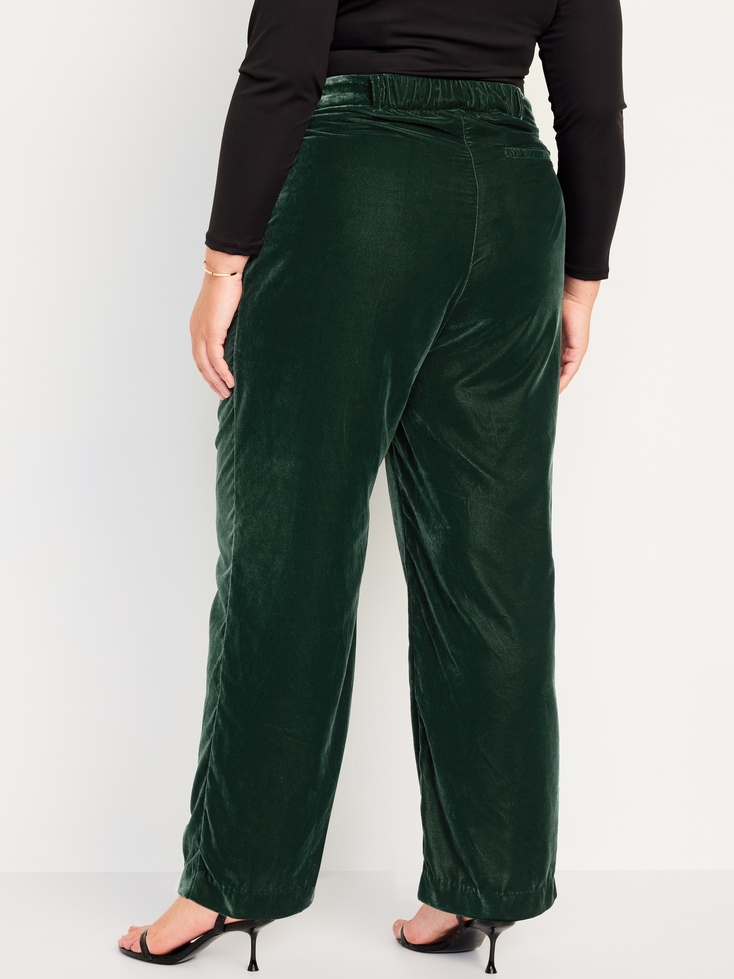 Plus Size Velvet Pants for Women Elastic Waist Cuff Casual Pant