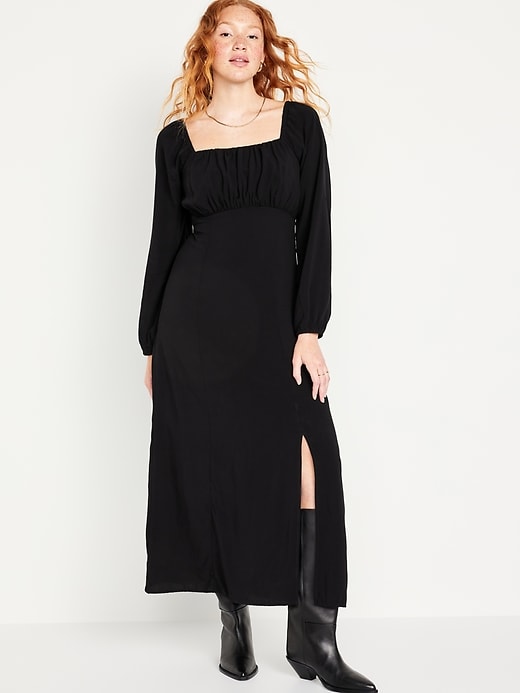 Image number 1 showing, Waist-Defined Square-Neck Maxi Dress
