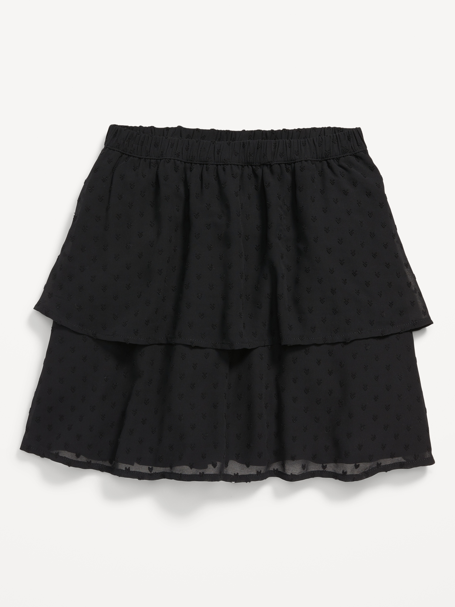 Smocked Heart-Print Tiered Skirt for Girls