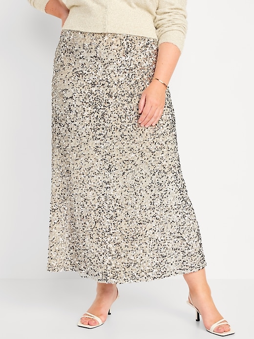 Image number 7 showing, Sequin A-Line Maxi Skirt