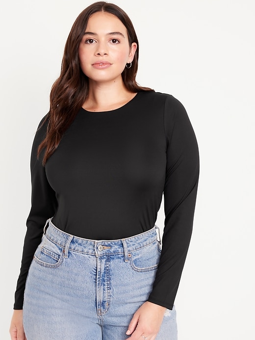 Long-Sleeve Double-Layer Sculpting T-Shirt for Women | Old Navy