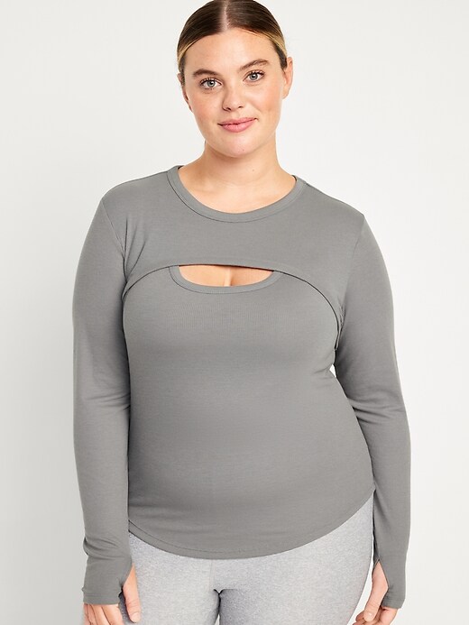 Image number 7 showing, UltraLite Rib-Knit Layering Shrug Top