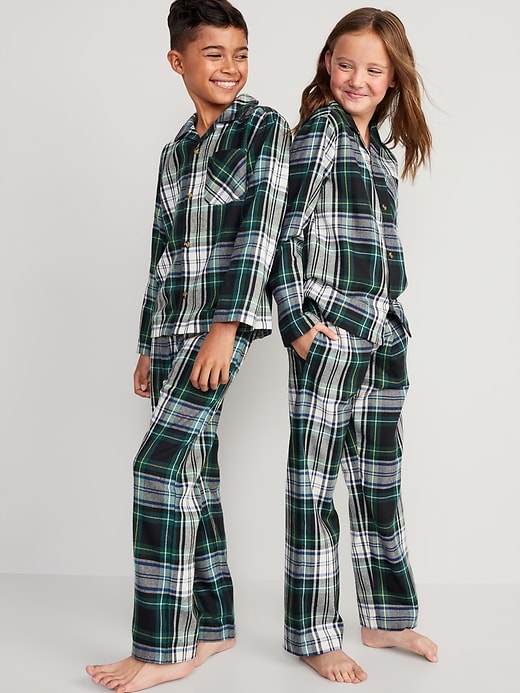 View large product image 1 of 3. Gender-Neutral Matching Flannel Pajama Set for Kids