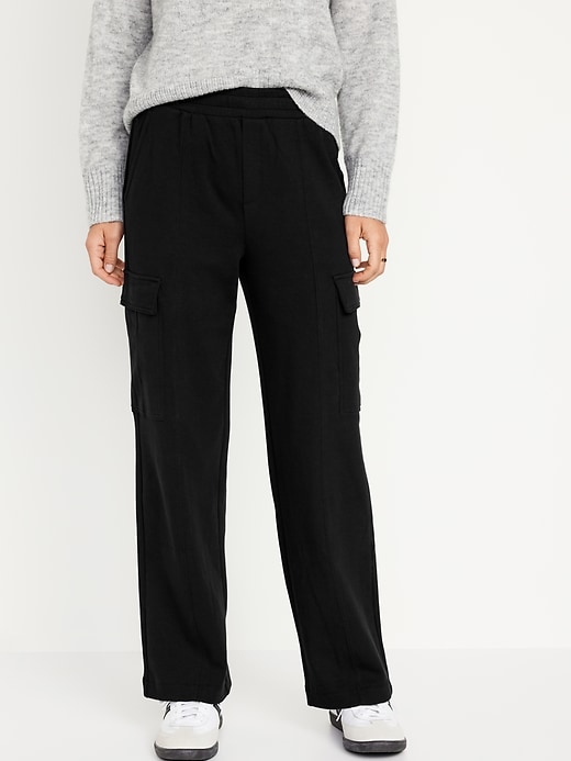 Image number 1 showing, High-Waisted Dynamic Fleece Cargo Trouser Pants
