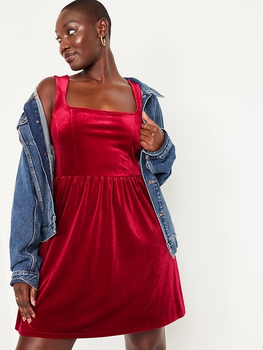 Image number 3 showing, Fit & Flare Velvet Cami Mini Dress