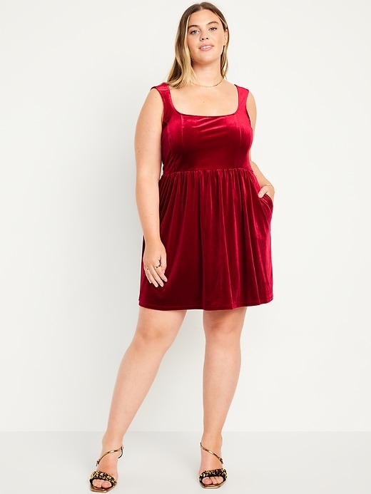 Image number 6 showing, Fit & Flare Velvet Cami Mini Dress