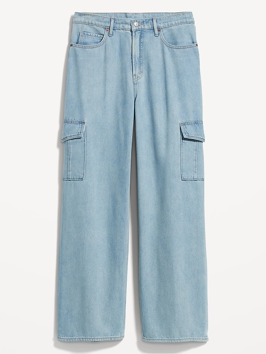 Image number 4 showing, Extra High-Waisted Wide-Leg Cargo Jeans