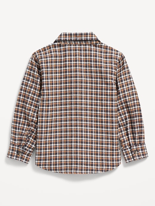 View large product image 2 of 2. Cozy Long-Sleeve Plaid Pocket Shirt for Toddler Boys
