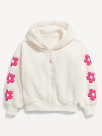 View large product image 3 of 4. Cozy Sherpa Zip-Front Hooded Jacket for Girls