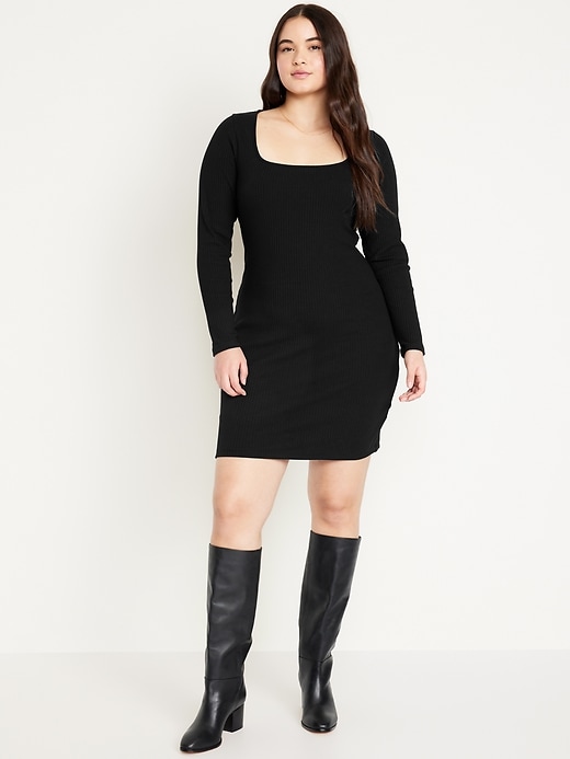 Image number 4 showing, Fitted Square-Neck Mini Dress