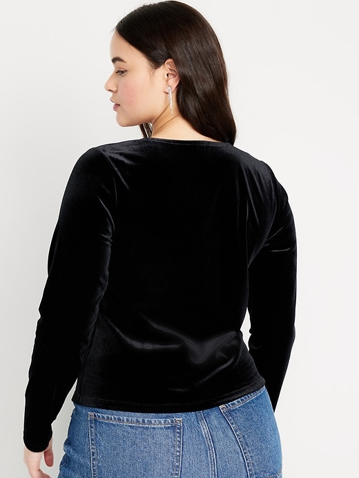 Image number 6 showing, Fitted Square-Neck Velvet Top