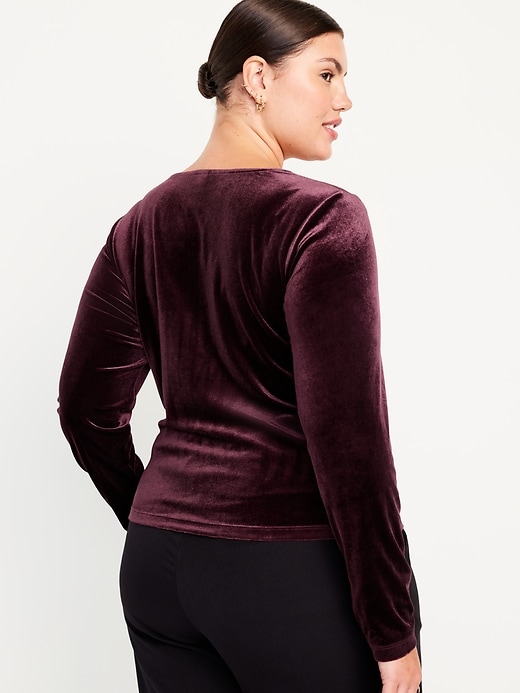 Image number 8 showing, Fitted Square-Neck Velvet Top
