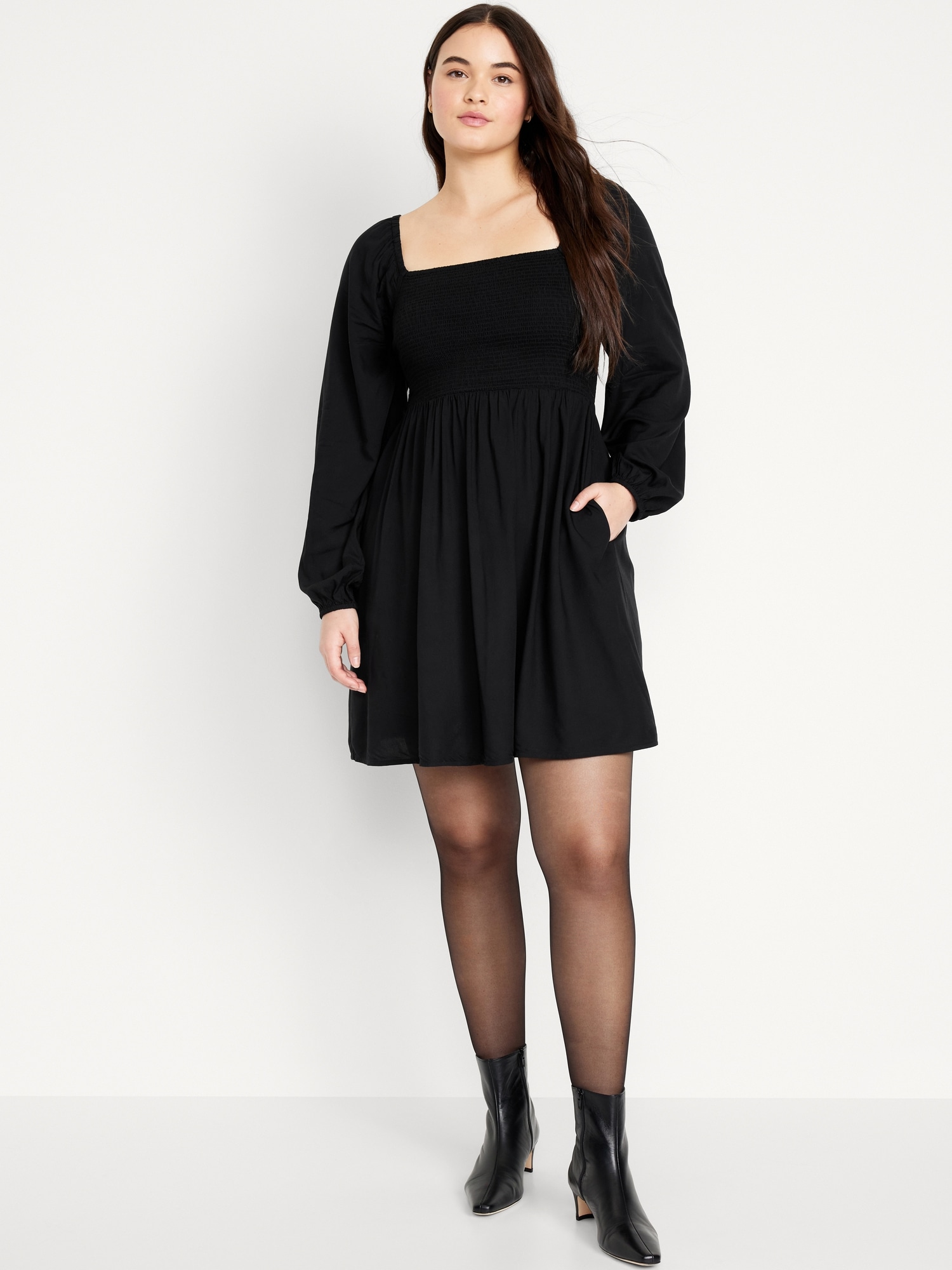 Fit & Flare Long-Sleeve Mini Dress | Old Navy