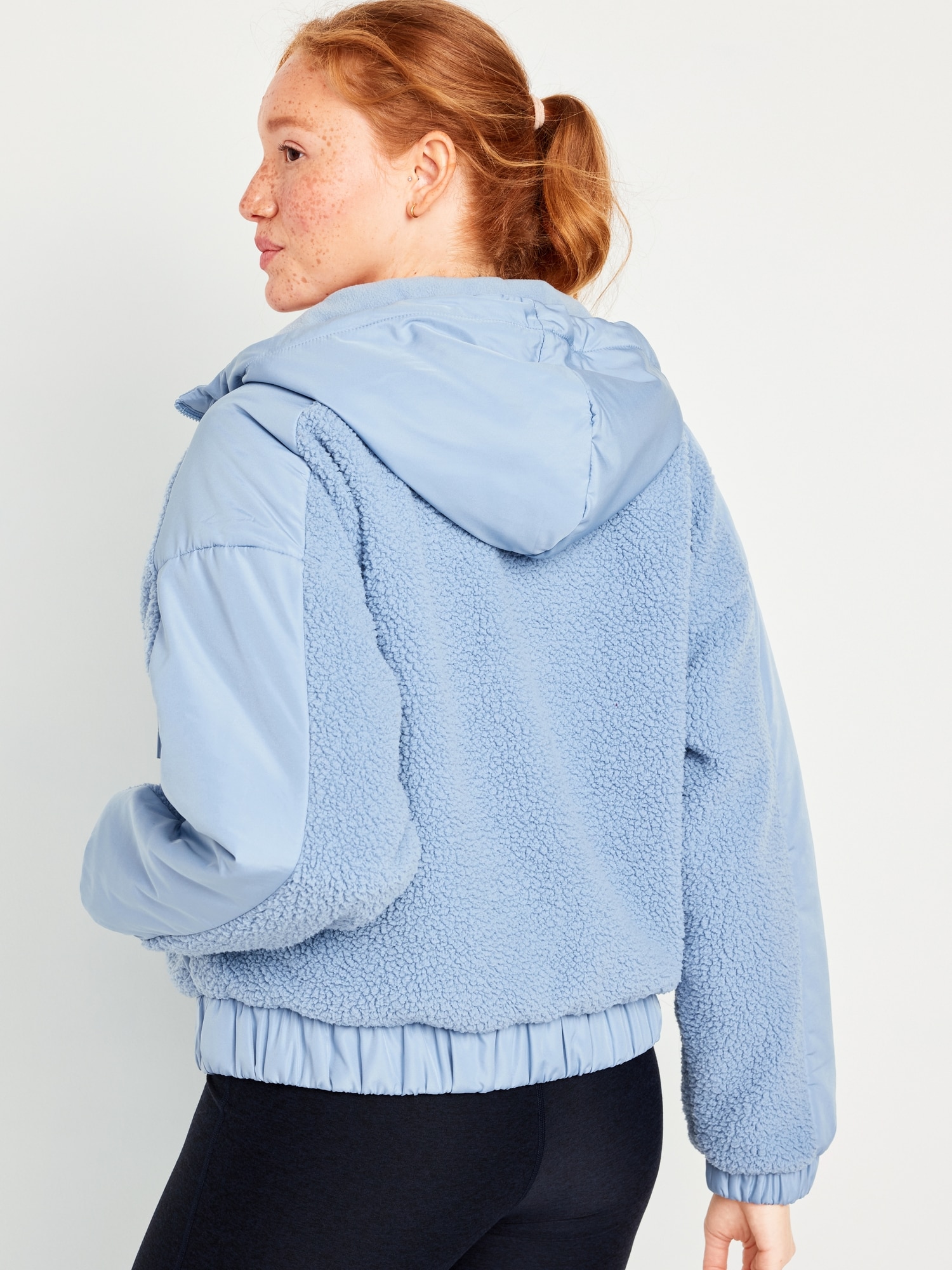 Hooded Sherpa Hybrid Jacket for Women | Old Navy