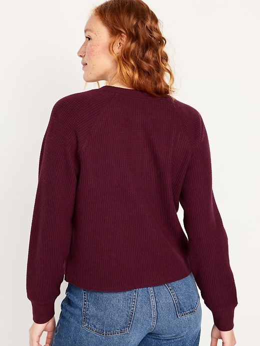 Image number 2 showing, Plush Waffle-Knit Henley Top
