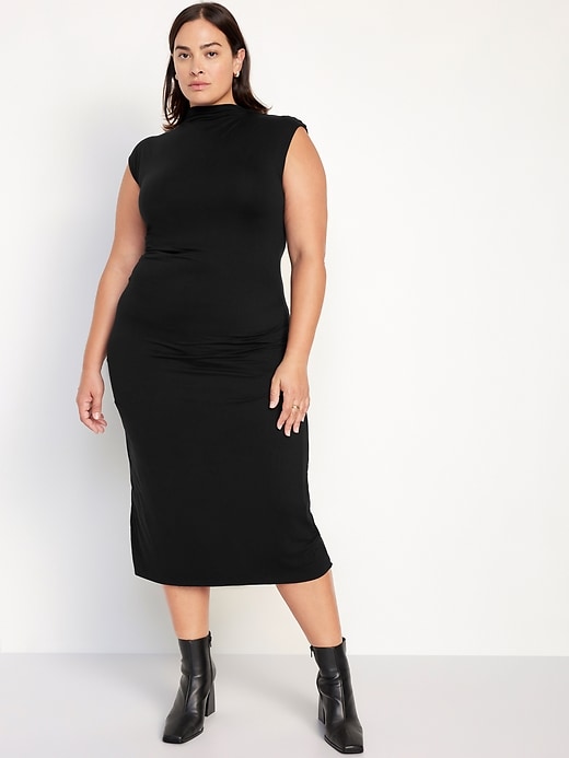 Image number 6 showing, Fitted Mock-Neck Midi Dress