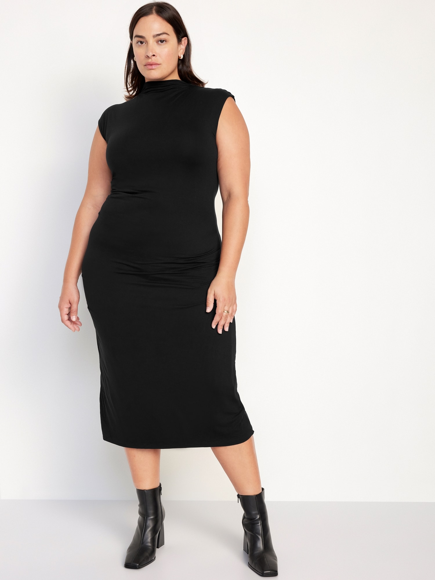 Fitted Mock-Neck Midi Dress | Old Navy