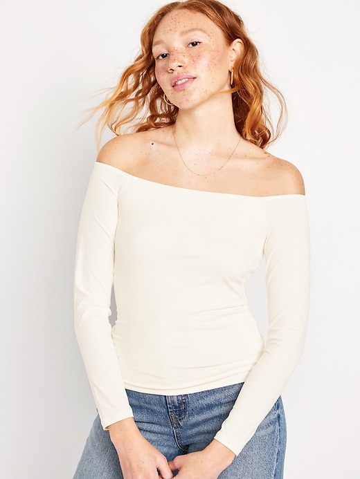 Image number 1 showing, Fitted Off-the-Shoulder Top