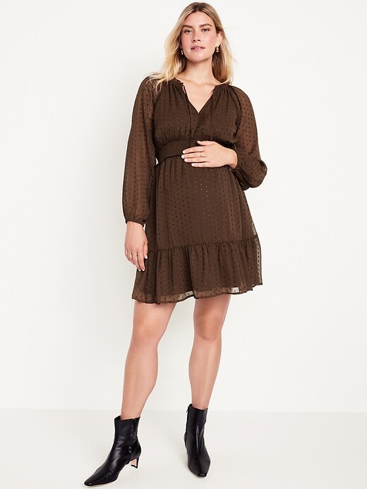 Maternity Waist-Defined Clip Dot Dress | Old Navy