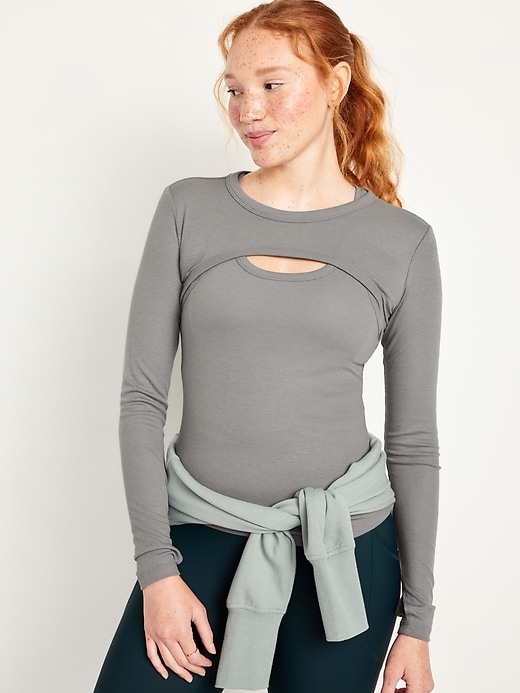 Image number 1 showing, UltraLite Rib-Knit Layering Shrug Top