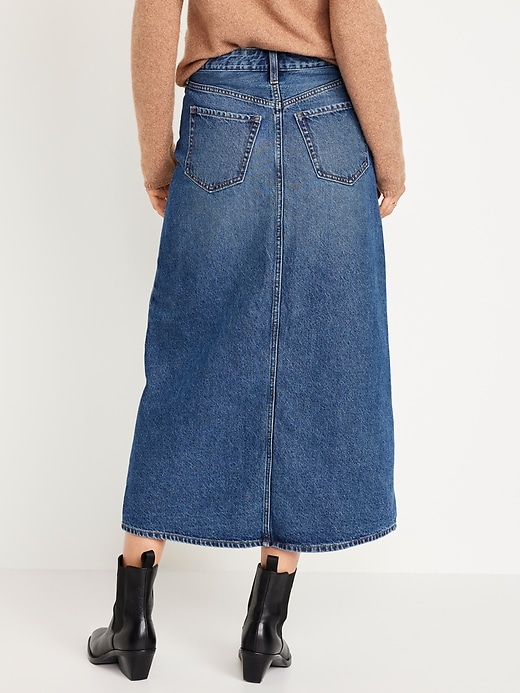 Image number 2 showing, High-Waisted Jean Midi Skirt