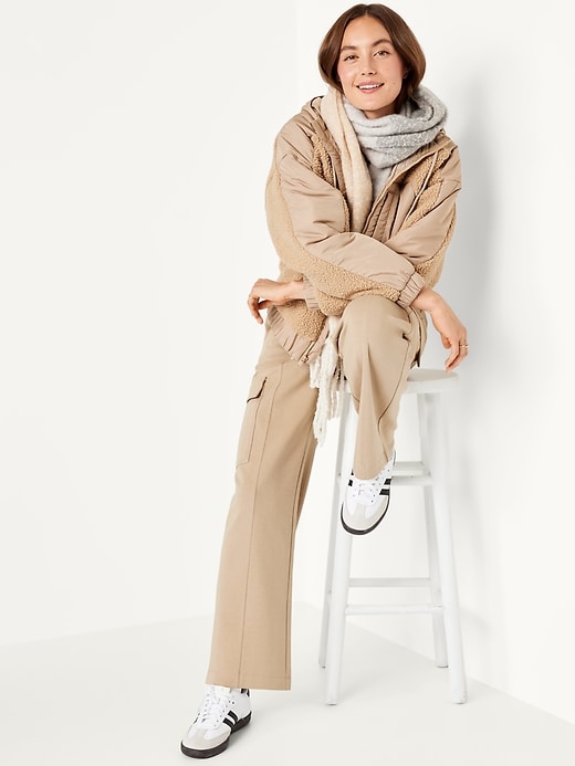 Image number 3 showing, High-Waisted Dynamic Fleece Cargo Trouser Pants