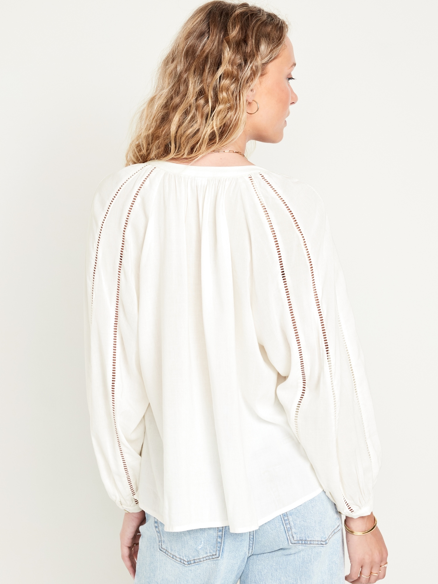 White Boho Blouse Long Sleeve