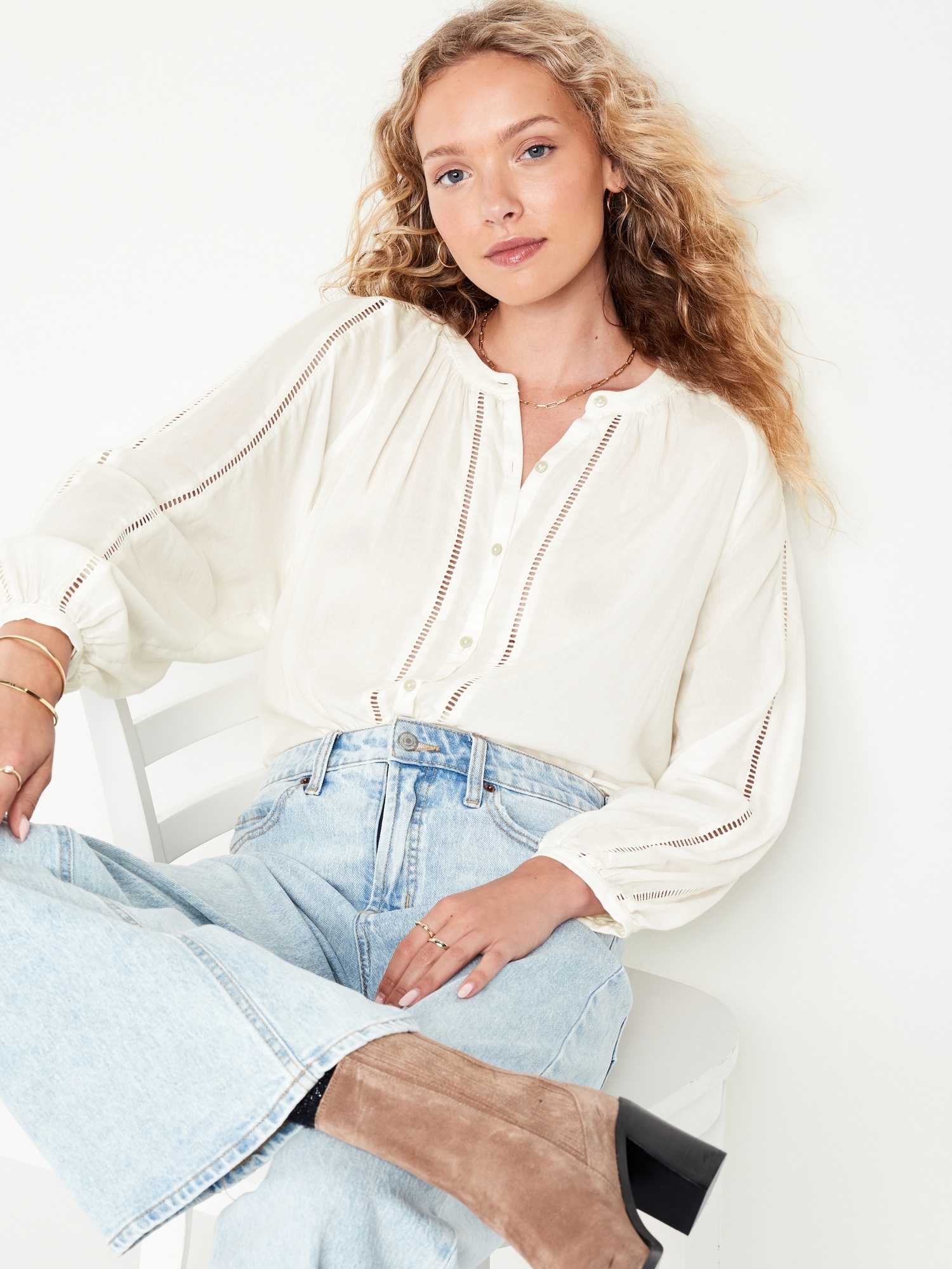 White Boho Blouse For Women