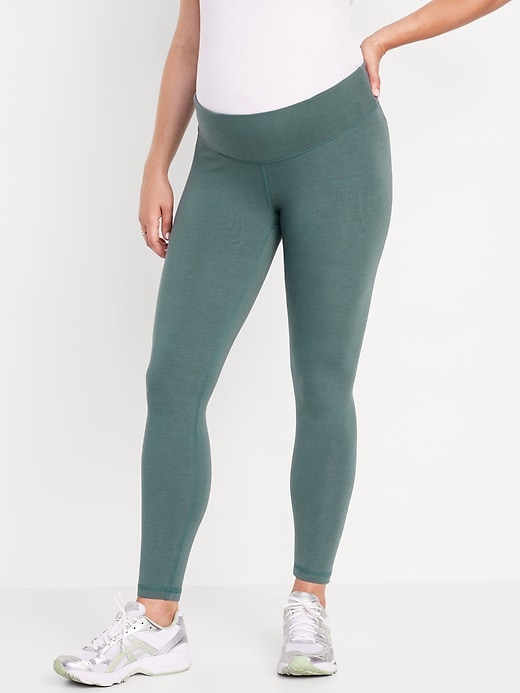 Image number 1 showing, Maternity Rollover-Waist PowerChill 7/8-Length Leggings