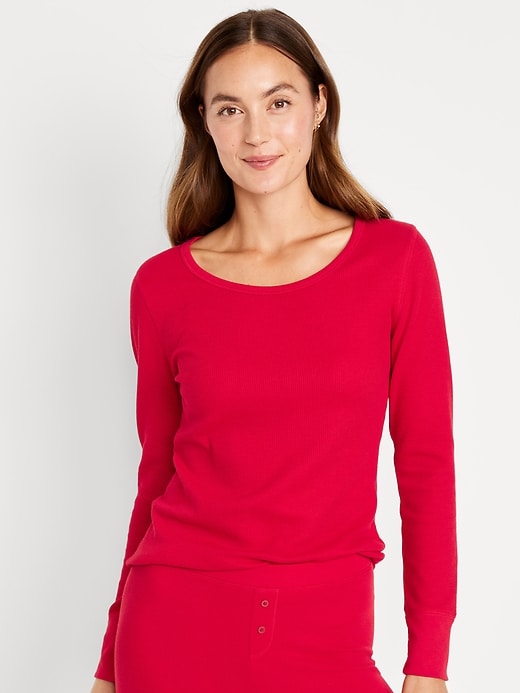 Image number 1 showing, Waffle-Knit Pajama Top