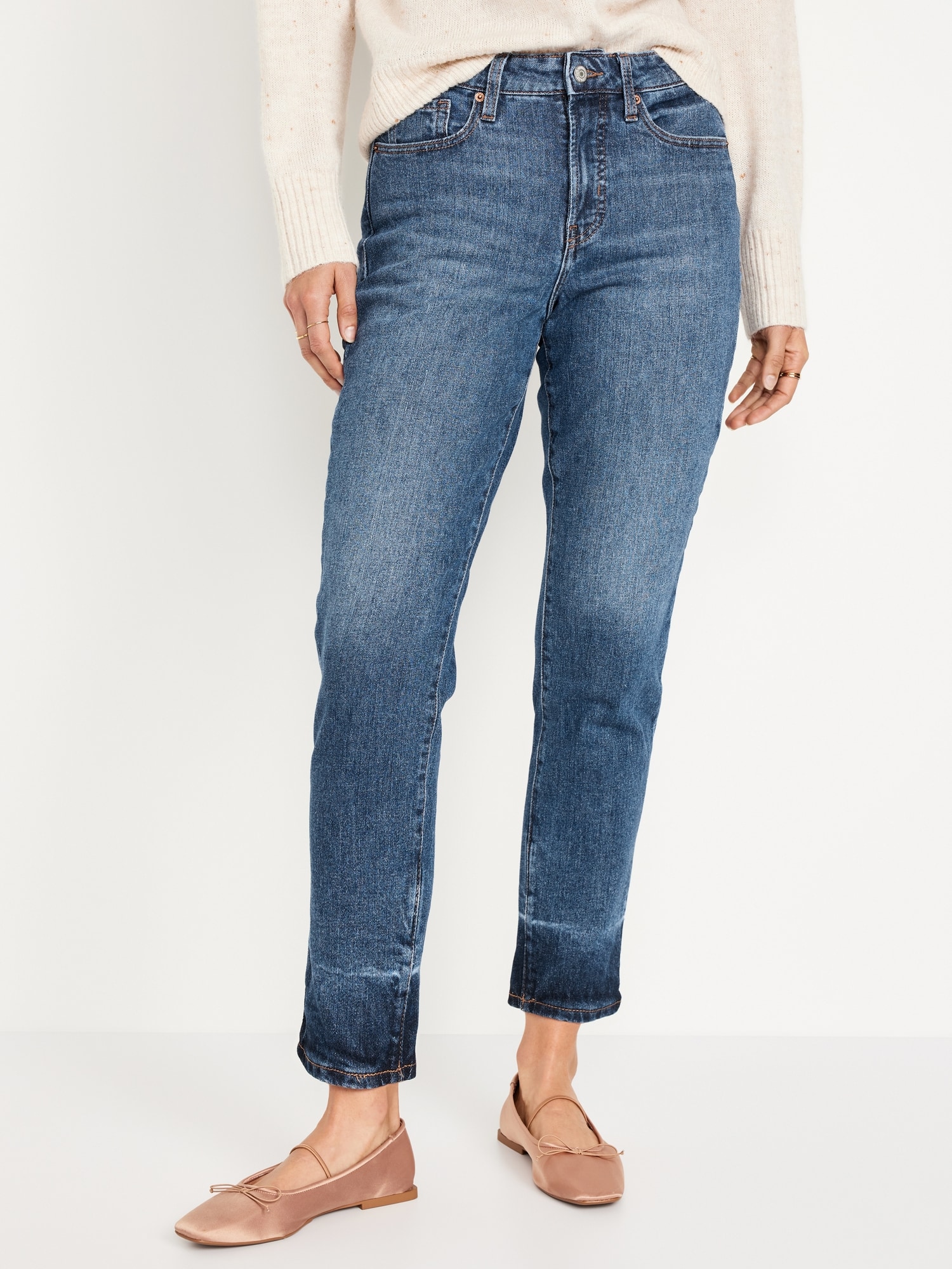 High-Waisted OG Straight Cotton-Hemp Blend Ankle Jeans | Old Navy