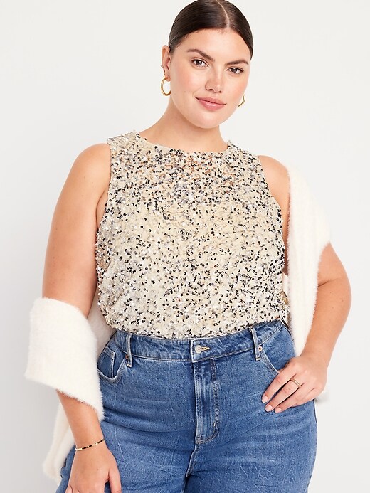 Image number 7 showing, Sleeveless Sequin Swing Top